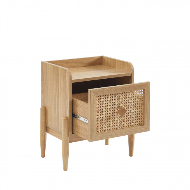 Lilou - Table de chevet enfant 1 tiroir en bois et cannage