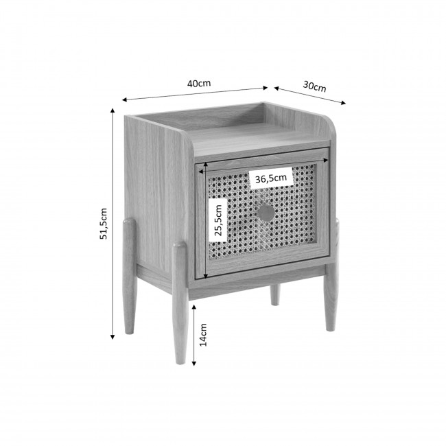 Lilou - Table de chevet enfant 1 tiroir en bois et cannage