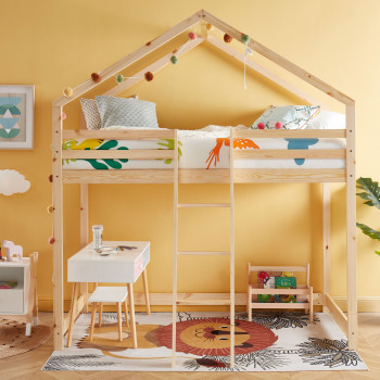 Kaba - Lit en mezzanine enfant en bois 90x190cm