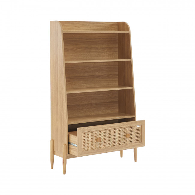 Lilou - Bibliothèque enfant en bois et cannage H140cm