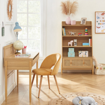 Lilou - Bibliothèque enfant en bois et cannage H140cm