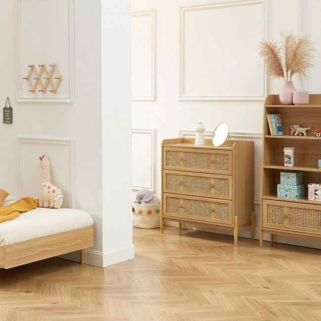 Lilou - Bibliothèque enfant en bois et cannage H140cm