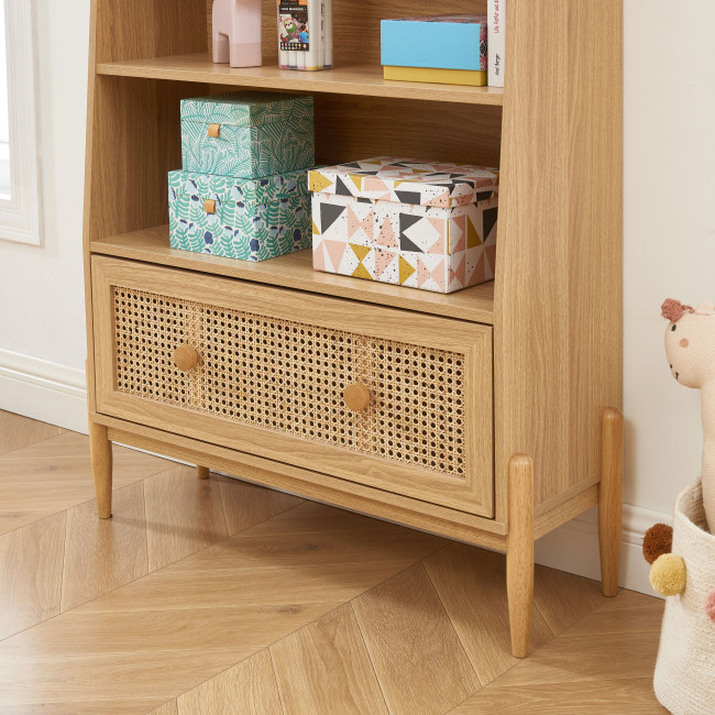 Lilou - Bibliothèque enfant en bois et cannage H140cm