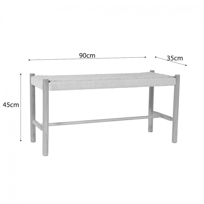 Victor - Banc en corde tressée et bois L90cm