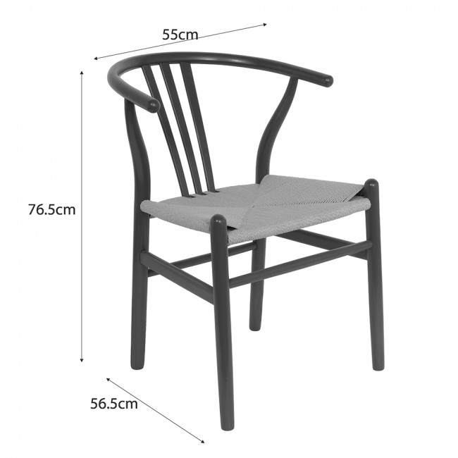 Lio - Lot de 2 chaises en corde tressée et bois