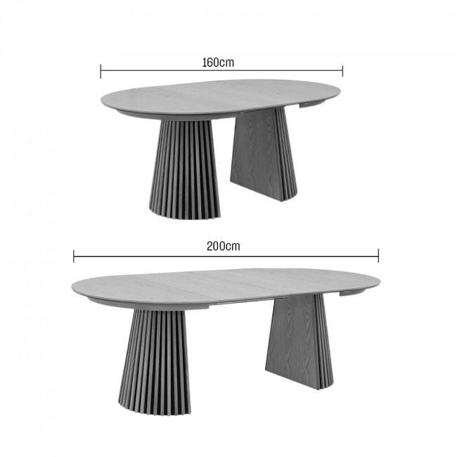 Lea - Table à manger extensible 4 à 6 personnes en bois ø120-160x120cm