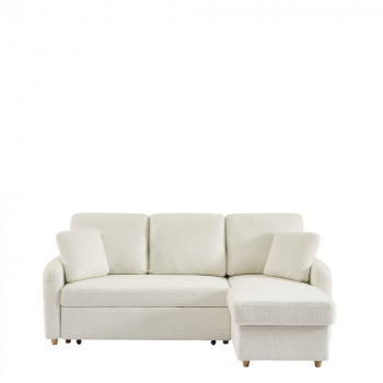 Matera - Canapé d'angle réversible convertible 3 places en tissu bouclette avec coffre