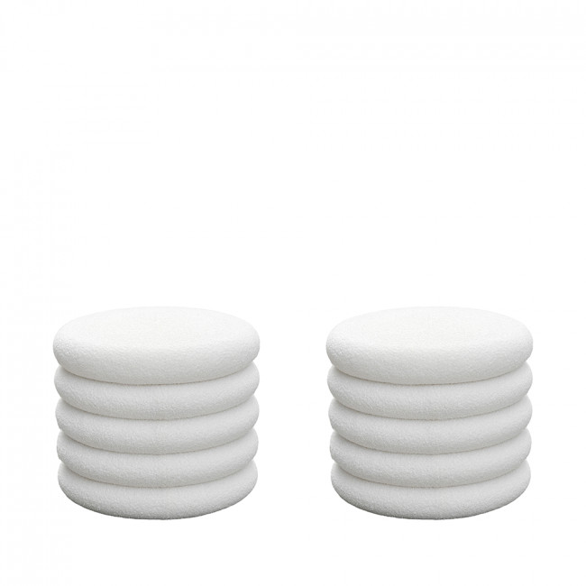 Bubble - Pouf coffre rond en tissu bouclette ø47cm