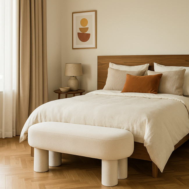 Ploom - Banc arrondi en tissu bouclette L105cm