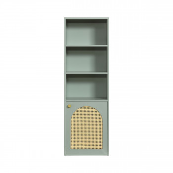 Ali - Colonne de rangement suspendue en bois et cannage H135cm