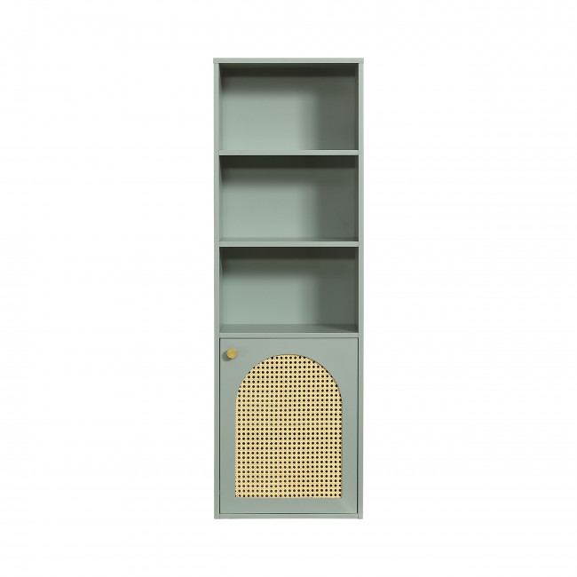 Ali - Colonne de rangement suspendue en bois et cannage H135cm
