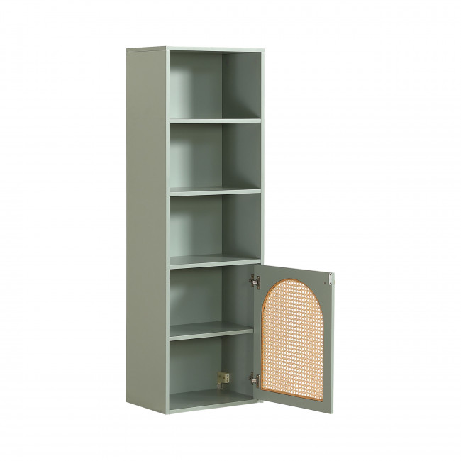 Ali - Colonne de rangement suspendue en bois et cannage H135cm