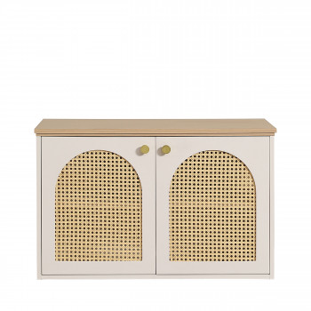 Ali - Meuble de salle de bain 1 vasque en bois et cannage