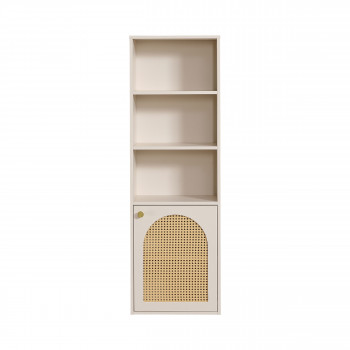Ali - Colonne de rangement suspendue en bois et cannage H135cm