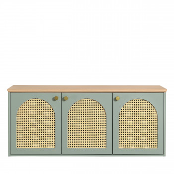 Ali - Meuble de salle de bain 2 vasques en bois et cannage