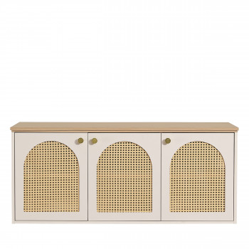 Ali - Meuble de salle de bain 2 vasques en bois et cannage