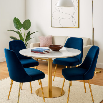 Bolzano - Table à manger ronde effet marbre ø110cm