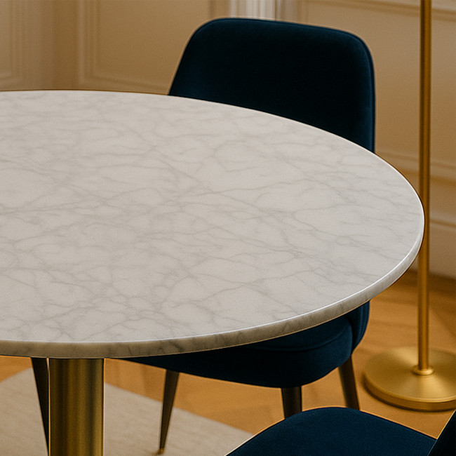 Bolzano - Table à manger ronde effet marbre ø110cm