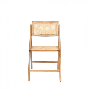 Paula - Chaise pliante en cannage et bois