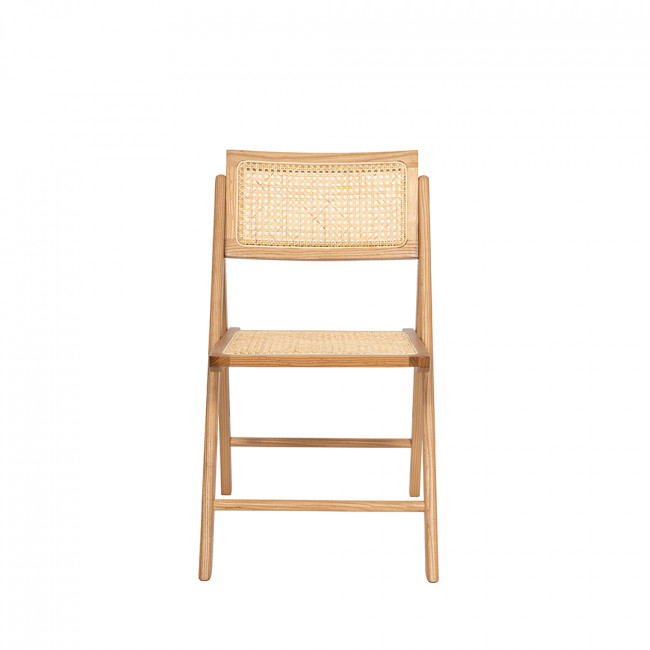 Paula - Chaise pliante en cannage et bois