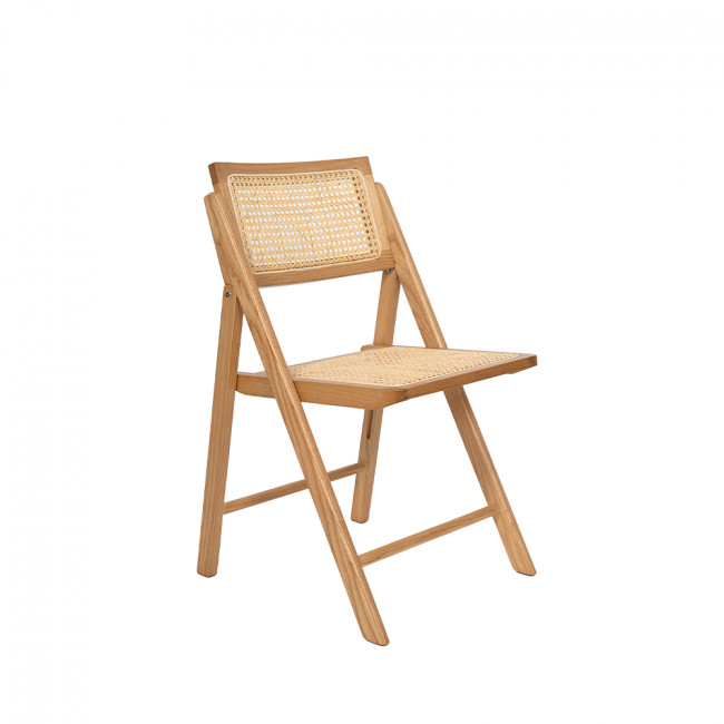 Paula - Chaise pliante en cannage et bois