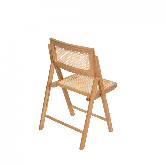 Paula - Chaise pliante en cannage et bois