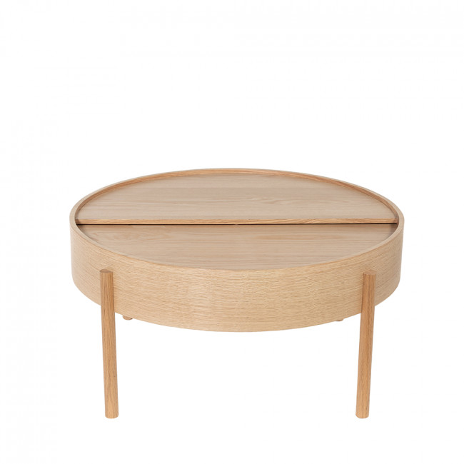 Gisele - Table basse ronde avec rangement en bois ø80cm