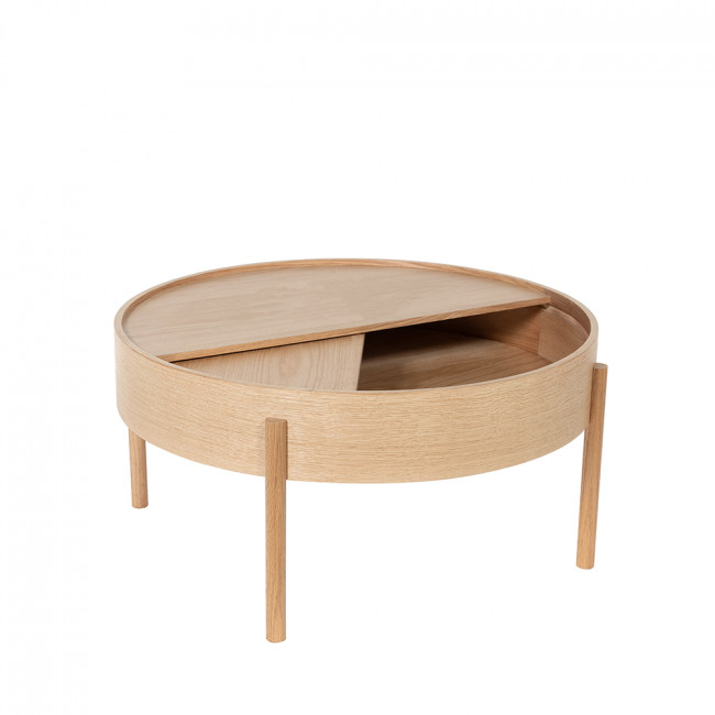 Gisele - Table basse ronde avec rangement en bois ø80cm