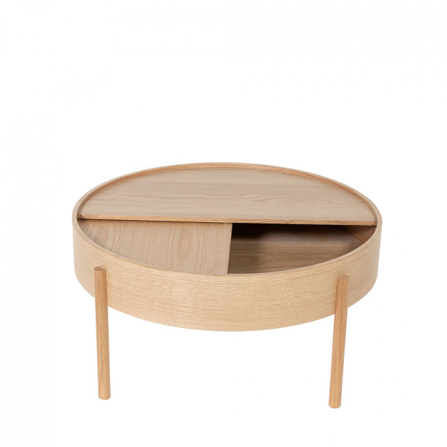 Gisele - Table basse ronde avec rangement en bois ø80cm