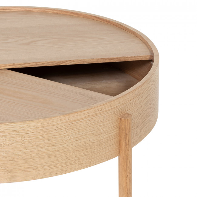 Gisele - Table basse ronde avec rangement en bois ø80cm