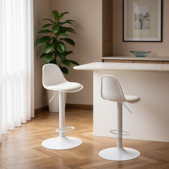 Tebar - Lot de 2 chaises de bar réglables en simili et métal H61-83cm