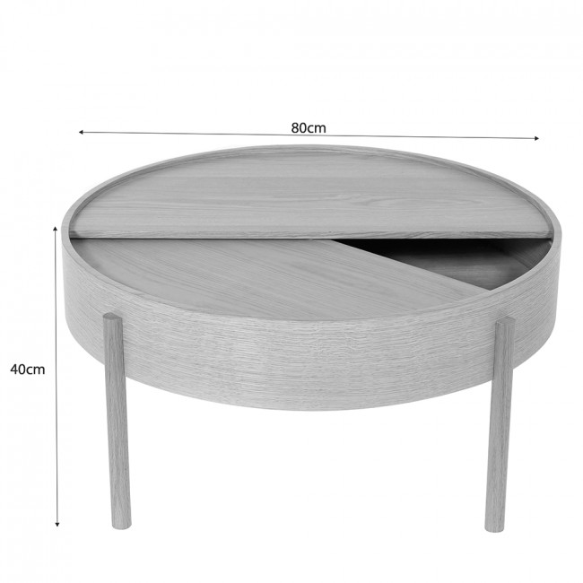 Gisele - Table basse ronde avec rangement en bois ø80cm