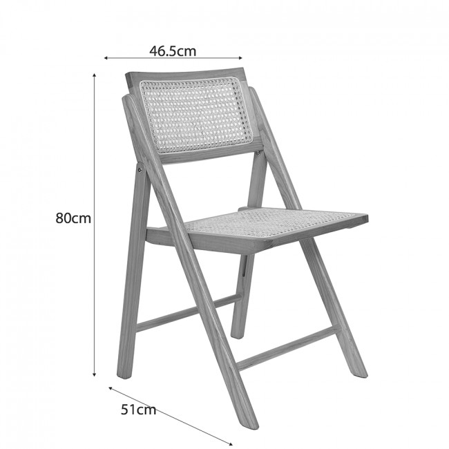 Paula - Chaise pliante en cannage et bois