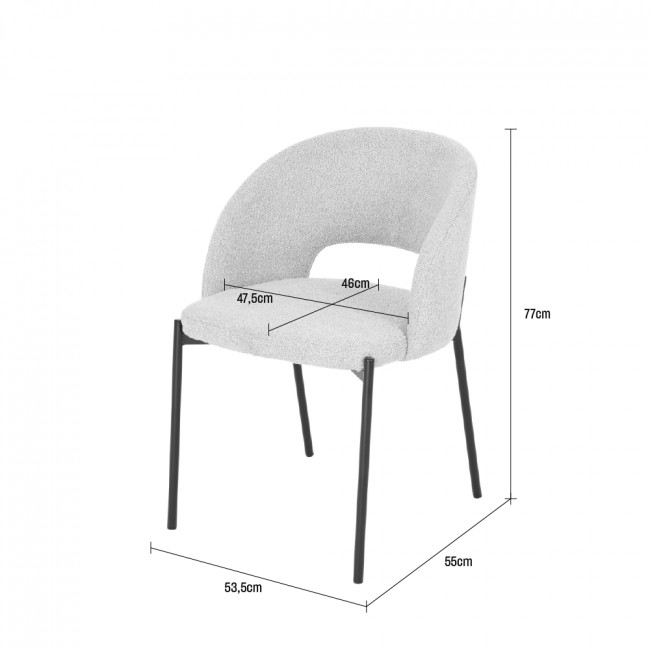 Soren - Lot de 2 chaises en tissu bouclette et métal