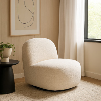 Groovy - Fauteuil pivotant en tissu chenille côtelé