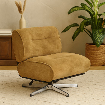 Simon - Fauteuil pivotant en tissu chenille pied étoile