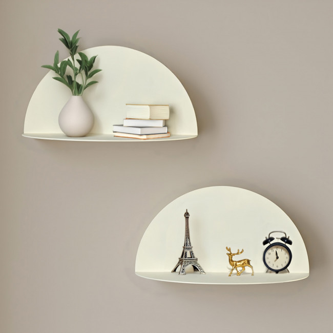 Nuagio - Lot de 2 étagères murales demi-cercle en métal L17,5cm