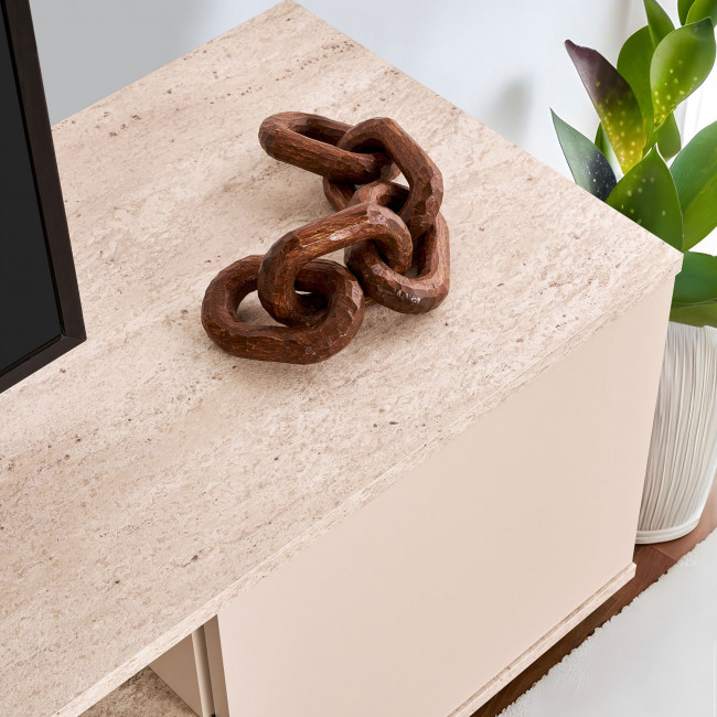 Fritz - Meuble tv 3 portes effet travertin L180cm