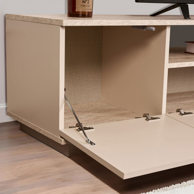 Fritz - Meuble tv 3 portes effet travertin L180cm
