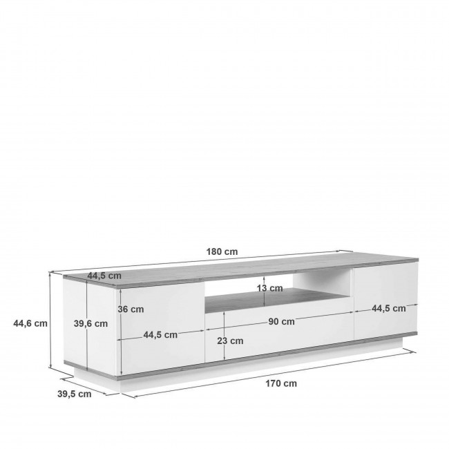 Fritz - Meuble tv 3 portes effet travertin L180cm