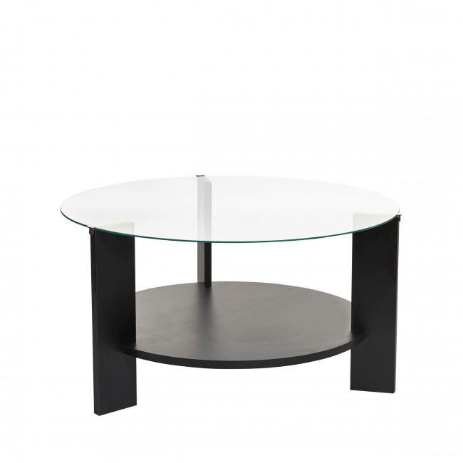 Ria - Table basse ronde en verre trempé et bois ø75cm