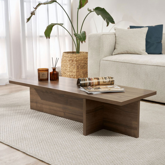 Vika - Table basse effet travertin 120x45cm