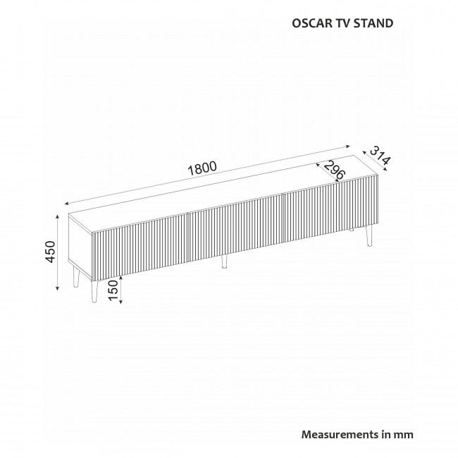 Klio - Meuble tv 3 portes en bois et métal L180cm