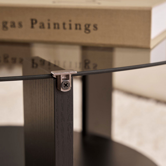 Ria - Table basse ronde en verre fumé et bois ø75cm