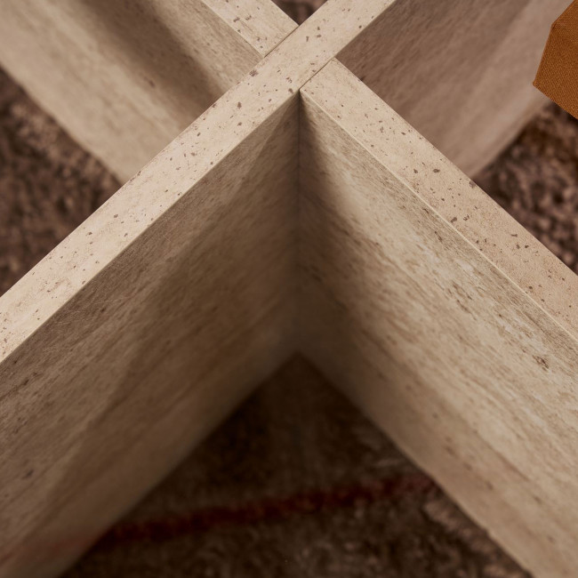 Bully - Table basse ronde en verre trempé et effet travertin ø75cm