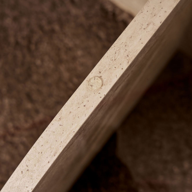 Bully - Table basse ronde en verre trempé et effet travertin ø75cm