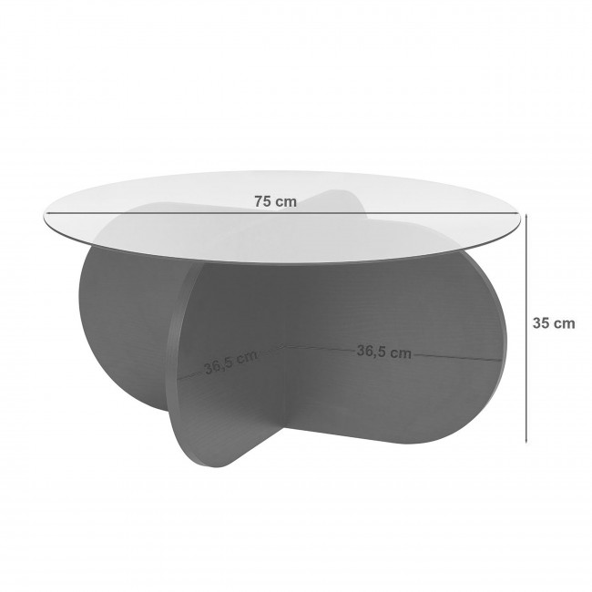 Bully - Table basse ronde en verre trempé et effet travertin ø75cm
