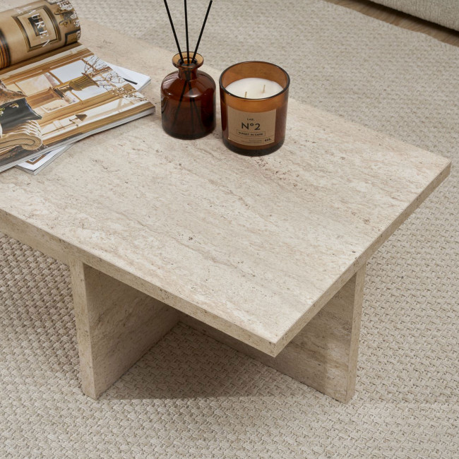 Vika - Table basse effet travertin 120x45cm