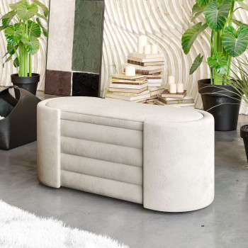 Dot - Banc coffre ovale en tissu L105cm