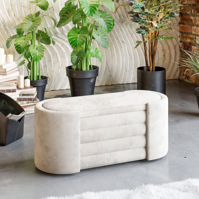 Dot - Banc coffre ovale en tissu L105cm